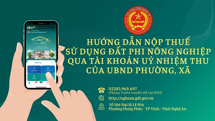 Hướng dẫn nộp thuế sử dụng đất phi nông nghiệp qua tài khoản ủy nhiệm chi của UBND phường, xã bằng điện thoại thông minh.