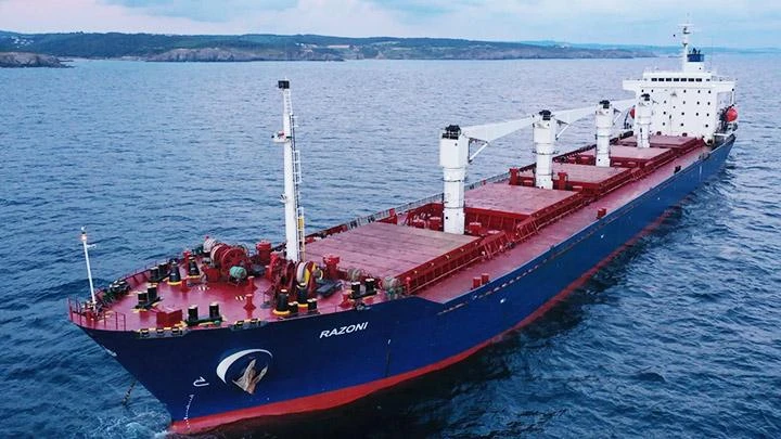 Tàu Razoni chở ngũ cốc từ Ukraine theo Thỏa thuận Istanbul. Ảnh: GLOBALHAPPENINGS