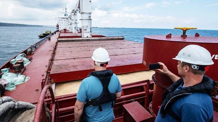 Một tàu chở ngũ cốc từ cảng Ukraine tới Lebanon. Ảnh: OCHA