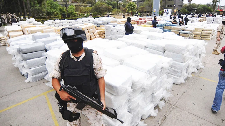 Lực lượng an ninh Mexico thu giữ lượng lớn ma túy. Ảnh: AP