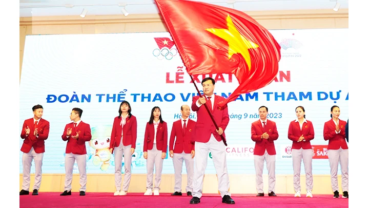 Lễ xuất quân của đoàn thể thao Việt Nam tham dự ASIAD 19. Ảnh: VOV