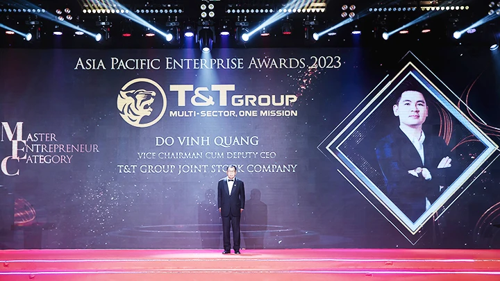 Ông Đỗ Vinh Quang, Phó Chủ tịch HĐQT Tập đoàn T&T Group được APEA 2023 vinh danh Doanh nhân xuất sắc châu Á 2023.