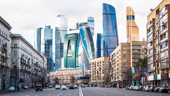 Khu phức hợp Moscow City nổi bật giữa thủ đô của Nga. Ảnh: THE MOSCOW TIMES
