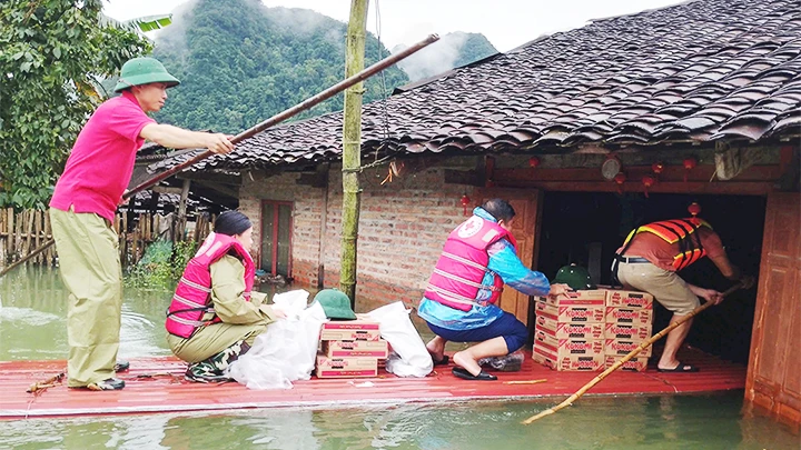 Ngân hàng Thực phẩm Việt Nam phối hợp Hội Chữ thập đỏ tỉnh Cao Bằng hỗ trợ thực phẩm cho người dân bị thiệt hại do bão số 3.