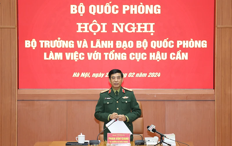 Đại tướng Phan Văn Giang phát biểu tại buổi làm việc.