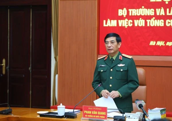 Đại tướng Phan Văn Giang phát biểu tại hội nghị.
