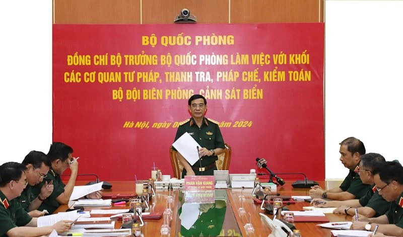 Đại tướng Phan Văn Giang phát biểu kết luận buổi làm việc.