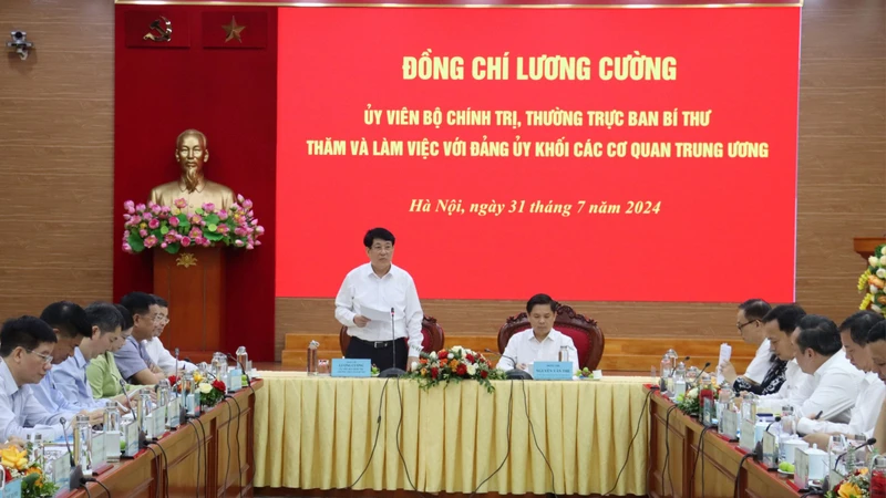 Thường trực Ban Bí thư Lương Cường phát biểu ý kiến chỉ đạo.