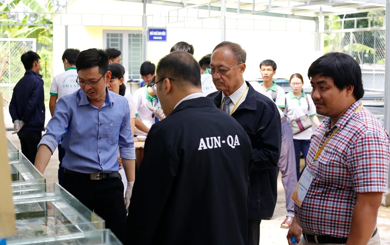 Các chuyên gia của AUN-QA thực hiện công tác kiểm định "đánh giá ngoài" tại Trường đại học Trà Vinh. Ảnh: Lý Chính Bình