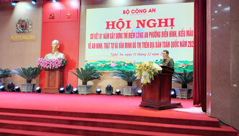 Trung tướng Lê Quốc Hùng, Thứ trưởng Công an phát biểu khai mạc Hội nghị.