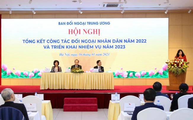Hội nghị Tổng kết công tác đối ngoại nhân dân năm 2022, triển khai nhiệm vụ năm 2023. (Ảnh: cand.com.vn)