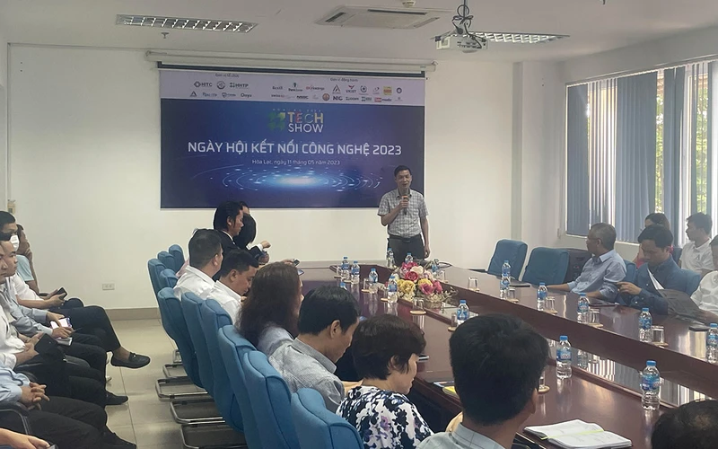 Ông Nguyễn Đức Long, Giám đốc Trung tâm ươm tạo và đào tạo công nghệ cao phát biểu tại sự kiện.