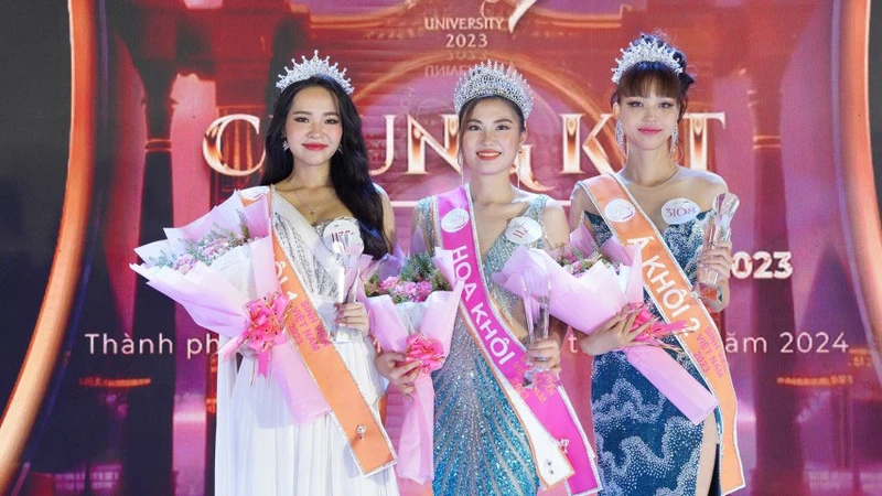 Ba thí sinh đoạt giải cao nhất cuộc thi Hoa khôi Sinh viên Việt Nam 2023.