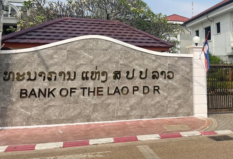 Chi nhánh Ngân hàng Trung ương Lào tại thủ đô Vientiane. (Ảnh: Hải Tiến)