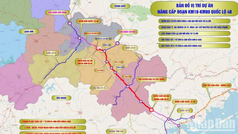 Toàn cảnh tuyến đường dự án nâng cấp đoạn Km18 đến Km80 quốc lộ 4B.