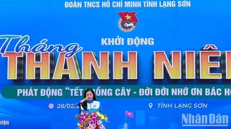 Bí thư Tỉnh đoàn Lạng Sơn, Định Thị Anh Thư phát động Tháng Thanh niên năm 2024.