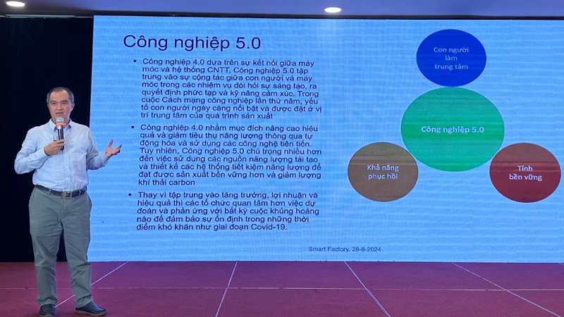 PGS,TS Thoại Nam (Trường đại học Bách Khoa Thành phố Hồ Chí Minh) trình bày tham luận tại hội thảo.