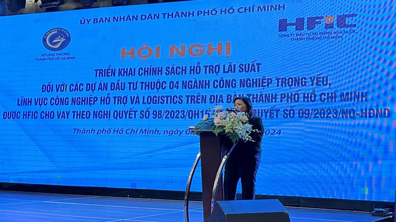 Phó Giám đốc Sở Công thương Thành phố Hồ Chí Minh Nguyễn Thị Kim Ngọc phát biểu tại hội nghị.