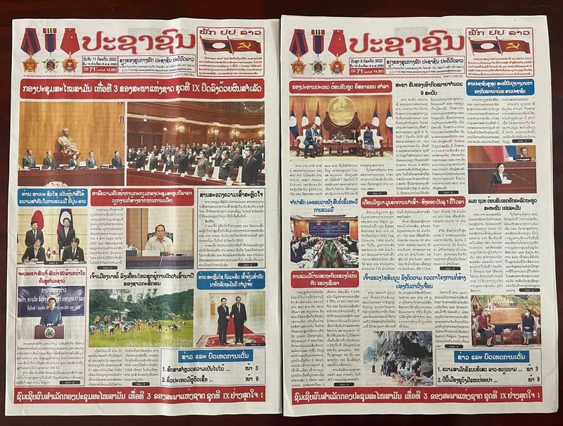 Bài viết đăng hai kỳ trên Báo Pasaxon của Lào ngày 8/7 và 11/7. (Ảnh: DUY TOÀN)