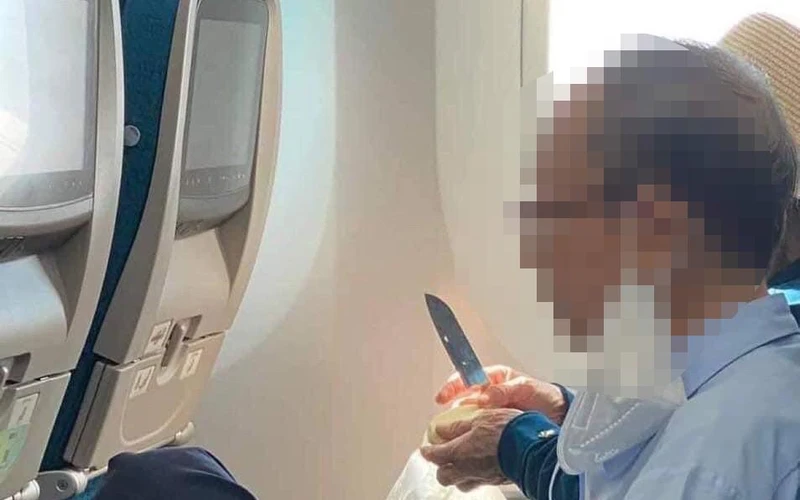 Vợ chồng hành khách lớn tuổi mang dao lên máy bay gọt hoa quả.