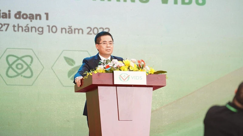 Thứ trưởng Khoa học và Công nghệ Nguyễn Hoàng Giang phát biểu tại lễ ra mắt Viện Thực phẩm chức năng.
