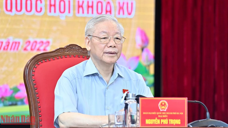 Tổng Bí thư Nguyễn Phú Trọng dự hội nghị tiếp xúc cử tri đơn vị bầu cử số 1, thành phố Hà Nội.