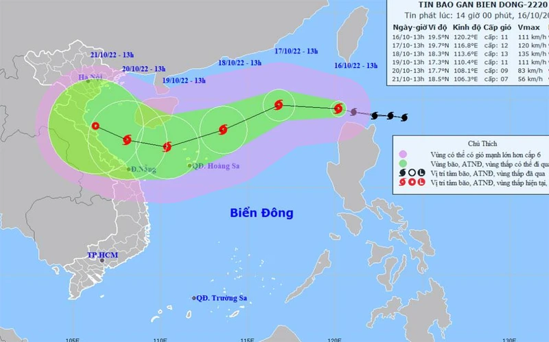 Vị trí và hướng di chuyển của bão Nesat. (Nguồn: nchmf.gov.vn)