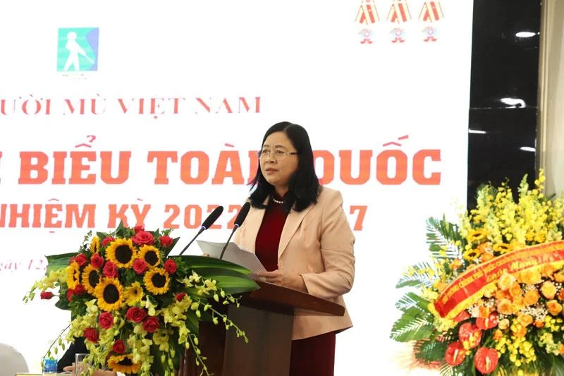 Trưởng Ban Dân vận Trung ương Bùi Thị Minh Hoài phát biểu tại Đại hội.