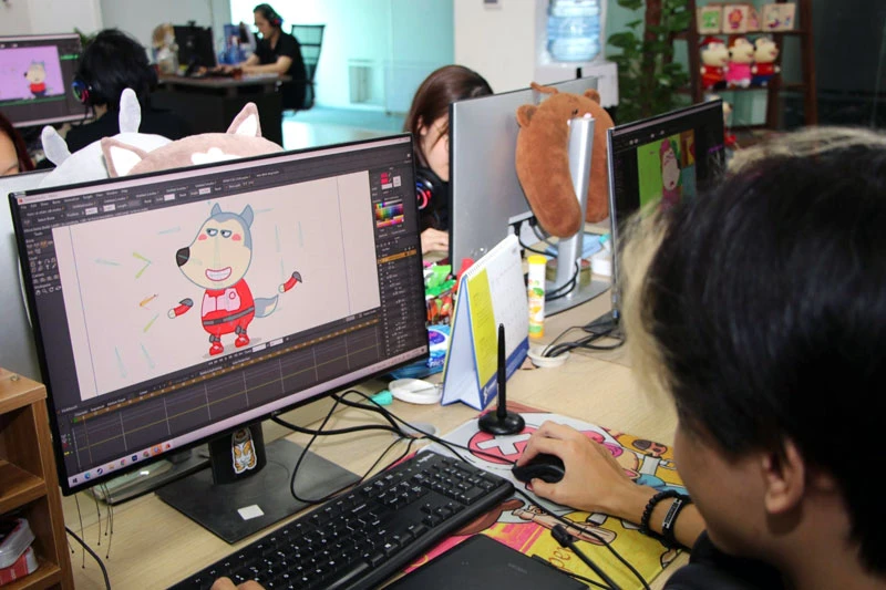 Các công đoạn sản xuất hoạt hình Wolfoo được thực hiện bởi ê-kíp sáng tạo người Việt.