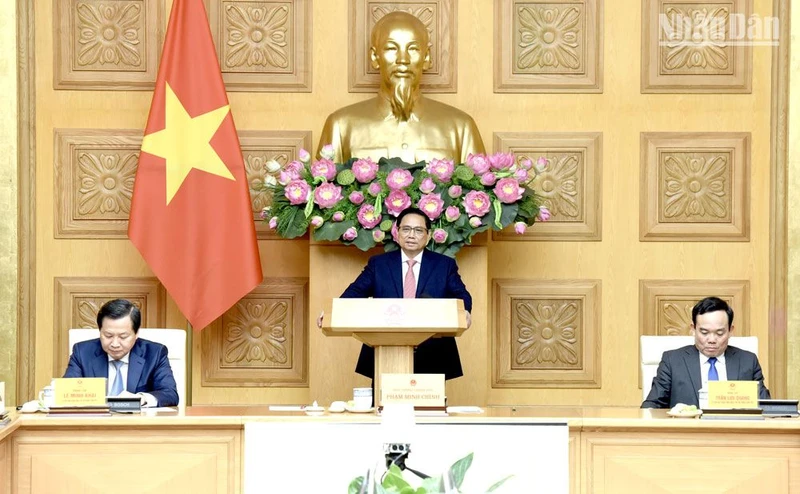 Thủ tướng Phạm Minh Chính phát biểu chỉ đạo tại buổi làm việc.