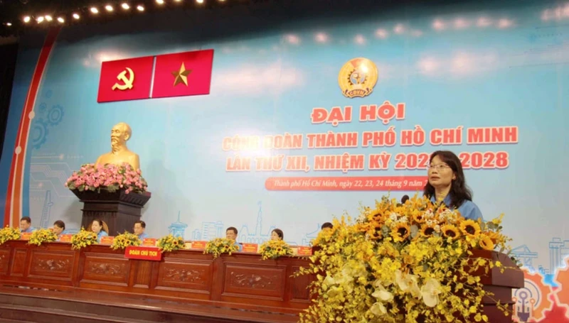 Đại hội Công đoàn Thành phố Hồ Chí Minh nhiệm kỳ 2023-2028. (Ảnh: THẾ ANH)