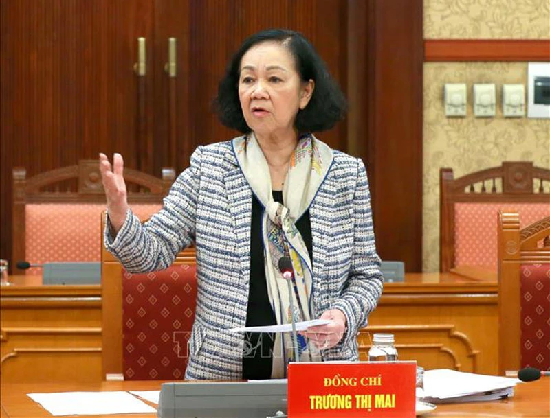 Đồng chí Trương Thị Mai phát biểu chỉ đạo hội nghị. (Ảnh: TTXVN)