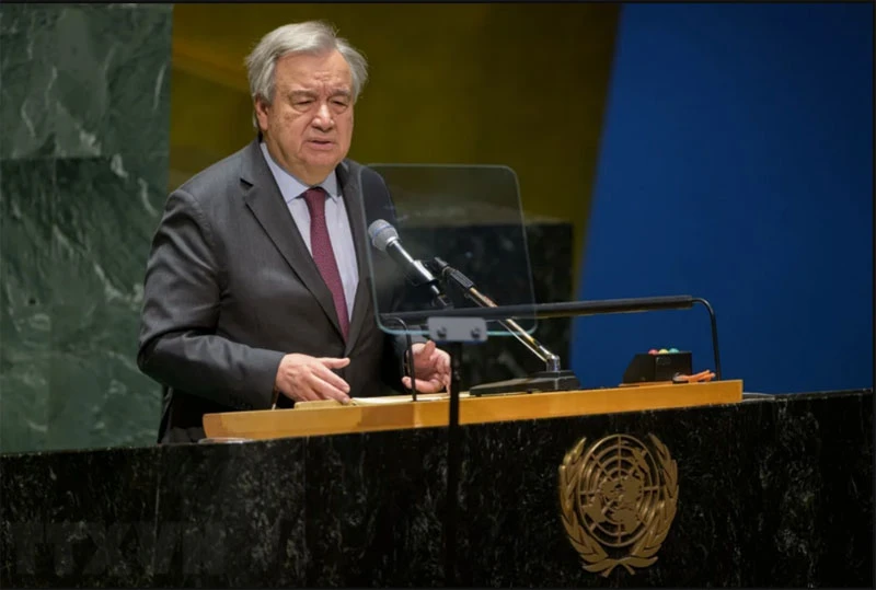 Tổng Thư ký Liên hợp quốc Antonio Guterres phát biểu tại New York, Mỹ ngày 26/1/2024. (Ảnh: THX/TTXVN)