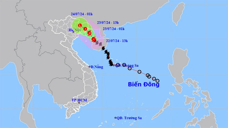 Vị trí và hướng di chuyển của bão số 2. (Nguồn: nchmf.gov.vn)