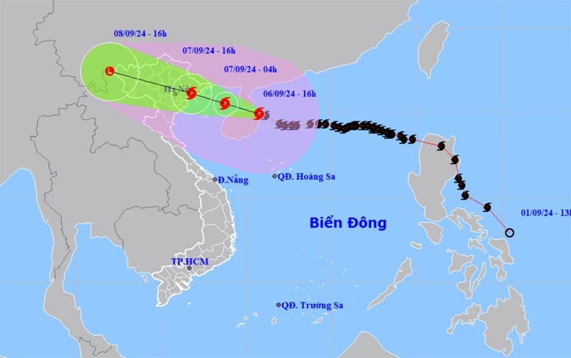 Vị trí và hướng di chuyển của bão số 3. (Nguồn: nchmf.gov.vn)