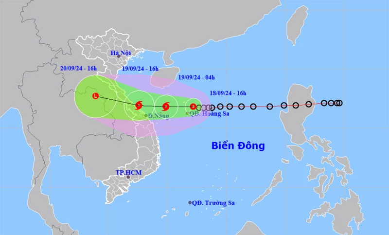 Áp thấp nhiệt đới cách Đà Nẵng khoảng 430km