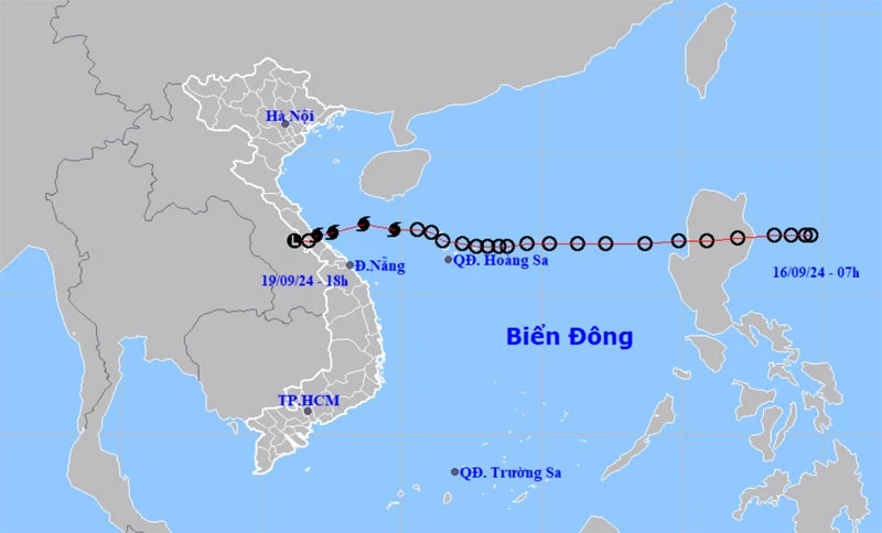 Áp thấp nhiệt đới tiếp tục suy yếu thành vùng áp thấp trên khu vực Trung Lào. (Ngồn: nchmf.gov.vn)