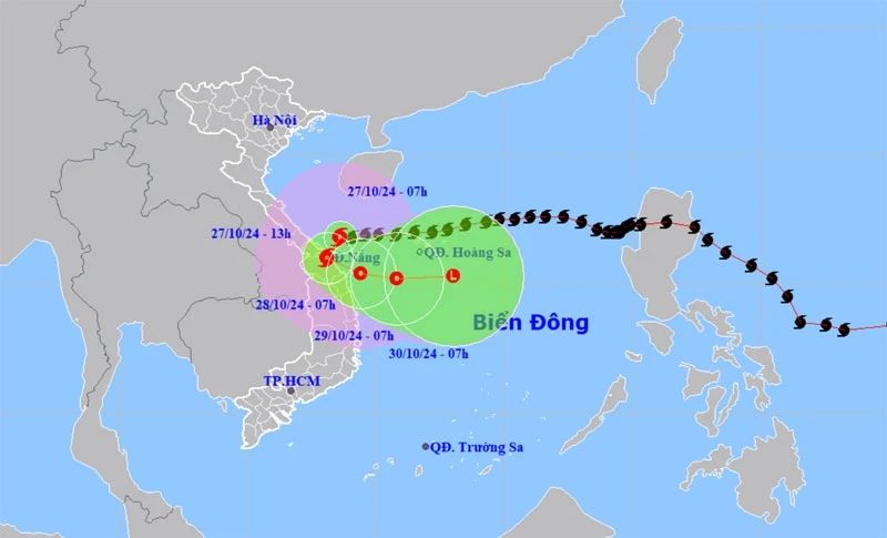 Vị trí và hướng di chuyển của bão số 6. (Nguồn: nchmf.gov.vn)