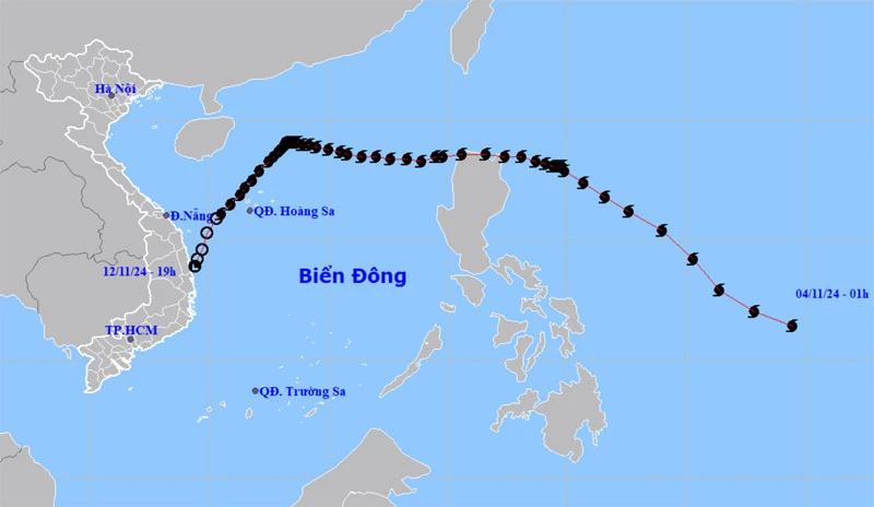 Áp thấp nhiệt đới tiếp tục suy yếu và tan dần. (Nguồn: nchmf.gov.vn)