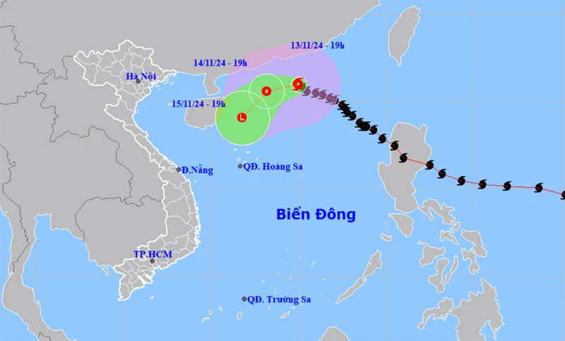 Vị trí và hướng di chuyển của bão số 8. (Nguồn: nchmf.gov.vn)