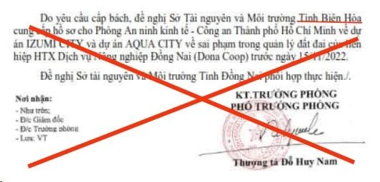 Văn bản của Phòng An ninh Kinh tế, Công an Thành phố Hồ Chí Minh là giả mạo, bịa đặt.