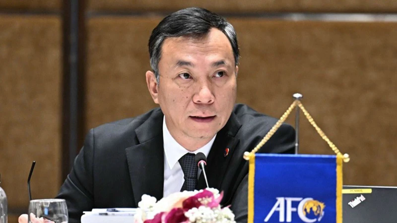 Chủ tịch VFF Trần Quốc Tuấn làm Trưởng đoàn AFC tại Vòng chung kết U23 châu Á 2024. (Ảnh: AFC)