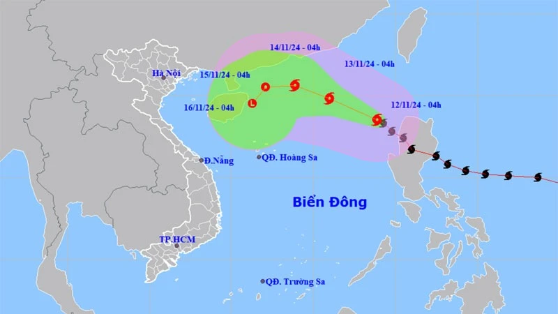 Vị trí và hướng di chuyển của bão số 8. (Nguồn: nchmf.gov.vn)