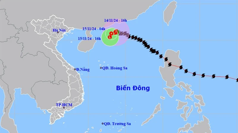 Vị trí và hướng di chuyển của bão số 8. (Nguồn: nchmf.gov.vn)