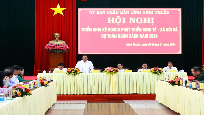 Chủ tịch Ủy ban nhân dân tỉnh Ninh Thuận Trần Quốc Nam phát biểu chủ trì Hội nghị.