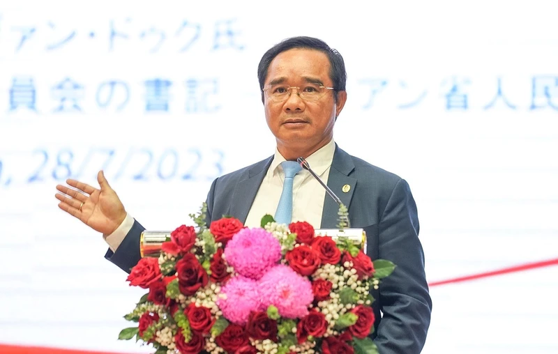 Ủy viên Trung ương Đảng, Bí thư Tỉnh ủy Long An Nguyễn Văn Được phát biểu tại Hội nghị xúc tiến đầu tư Nhật Bản 2023.
