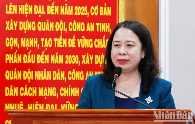 Phó Chủ tịch nước Võ Thị Ánh Xuân phát biểu chúc Tết cán bộ chiến sĩ công an Long An