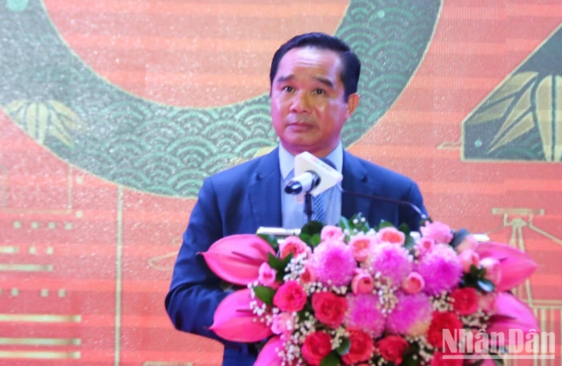 Bí thư Tỉnh ủy Long An Nguyễn Văn Được phát biểu tại buổi họp mặt. 