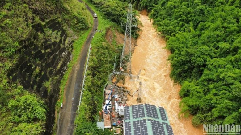 Sạt lở Trạm biến áp 110KV Nhà máy thủy điện Đắk Nông 2 trên suối Đắk Nông do bị xói lỡ 