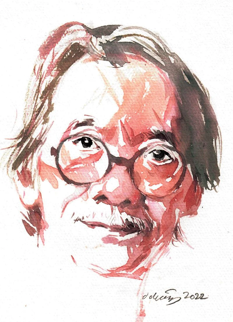 Ký họa chân dung họa sĩ Trịnh Tú của họa sĩ Đỗ Hoàng Tường 